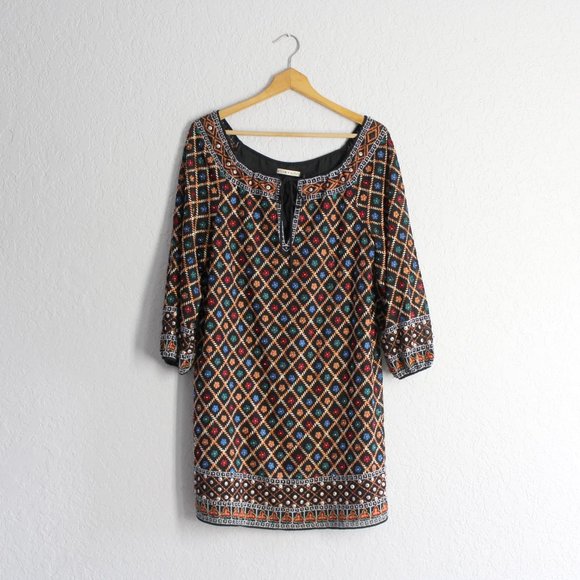 Alice + Olivia Gillian Embroidered beads Embellished women's shift dress sz S - Picture 2 of 8